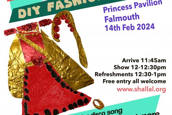 poster advertising Shallal Fashion Show in green and red
