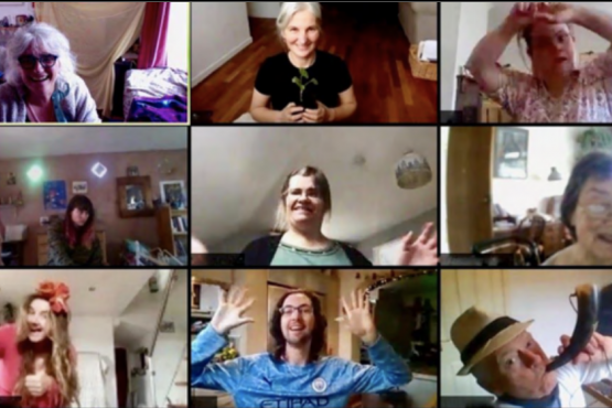 A screenshot of a large group of people on Zoom 