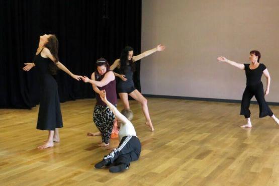 a group of people dancing