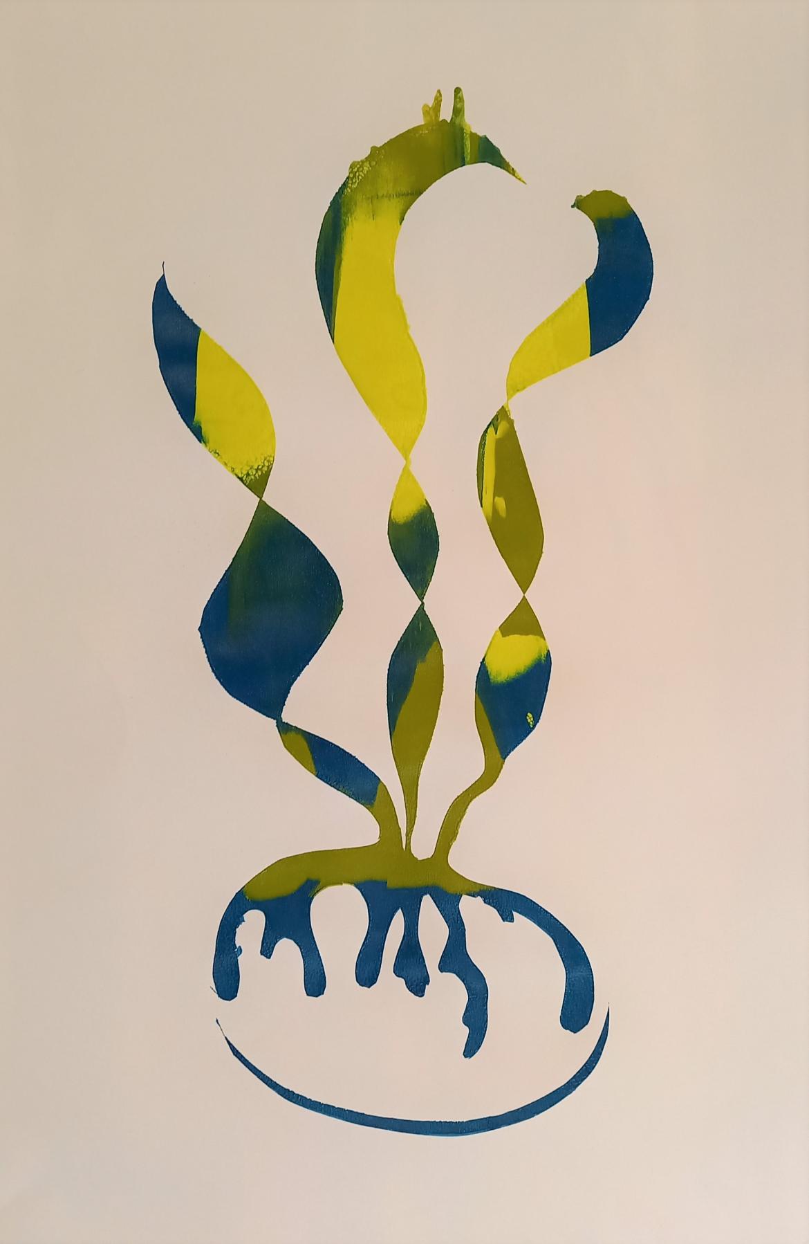 blue and yellow screen print