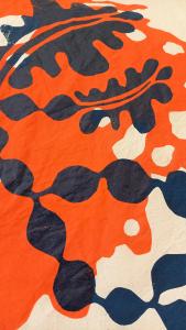 orange and blue screen print