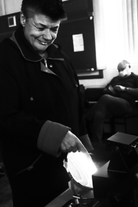 a person playing with an electronic instrument