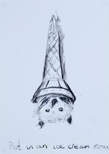 drawing of a bat in an ice cream cone