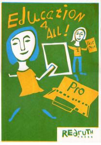 green poster that says "education for all"