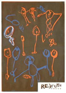 brown and orange poster with shapes on 