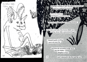 drawings of a bat sitting down with a bat poem