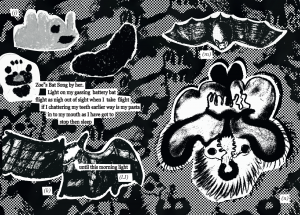 drawing of bats and a bat poem