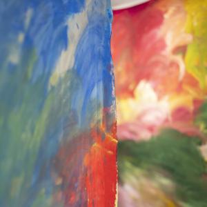 2 colourful abstract paintings