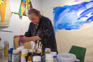 Rise and Fall exhibition Janet Holland live painting