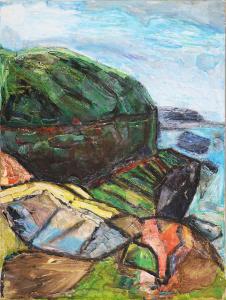 a painting of a cliff 