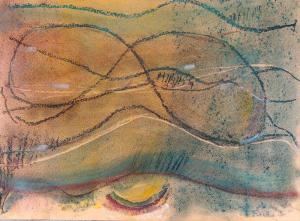 abstract pastel drawing in earthy browns