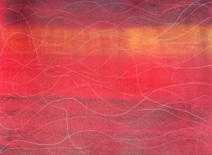 Abstract red pastel drawing 