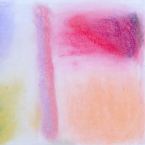 abstract drawing in pink, yellow and blue