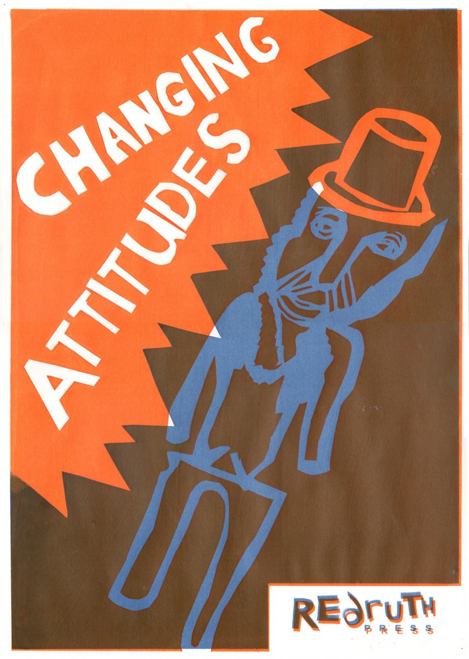 Orange poster that says "changing attitudes"