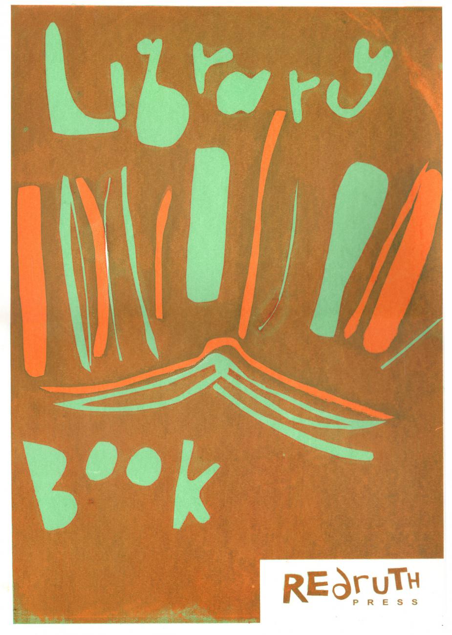 brown poster that says "library book"