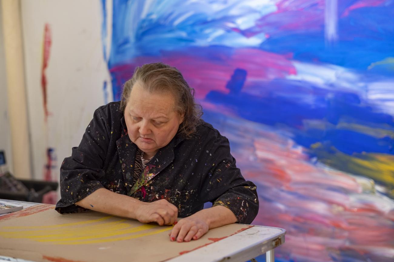 Rise and Fall exhibition Janet Holland live drawing